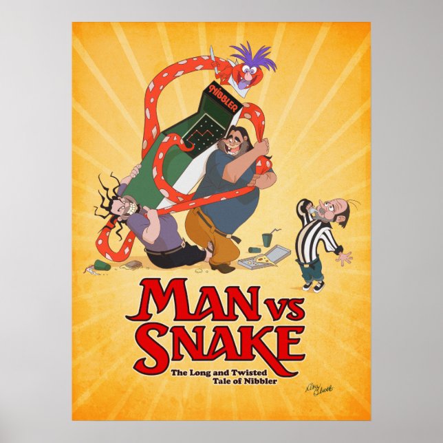 MAN VS SNAKE Don Bluth Poster från Kickstarter (Framsidan)
