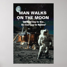 Man Walks på Måne Astronaut och Jorden i rymden Poster