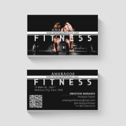 Man Weightlift Fitness Black White Visitkort