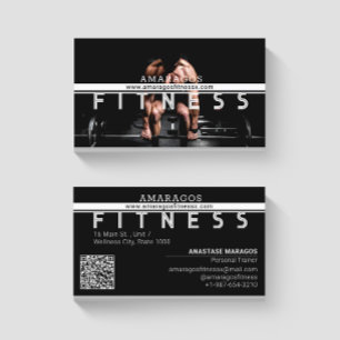 Man Weightlift Fitness Black White Visitkort