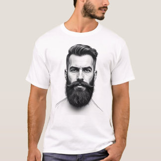 Man with beard portrait drawing t shirt