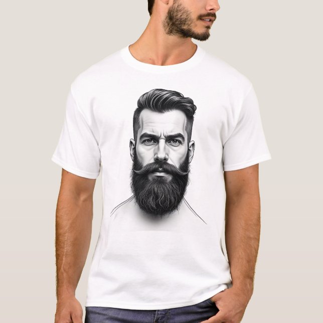 Man with beard portrait drawing t shirt (Framsida)