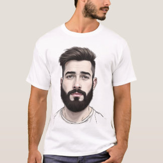 Man with beard portrait drawing t shirt