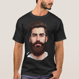 Man with beard portrait drawing t shirt