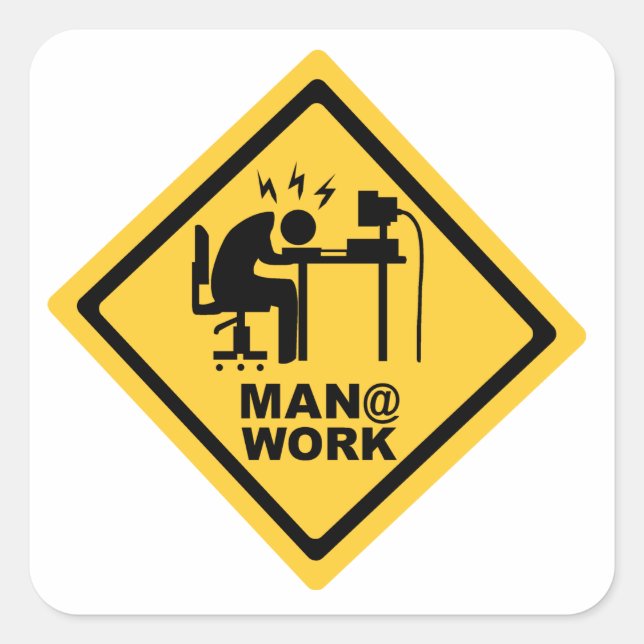 Man @ Work Fyrkantigt Klistermärke (Framsida)