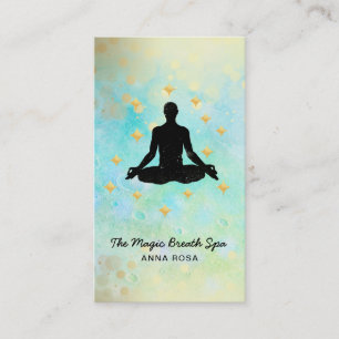 *~* Man Yoga Glitter Guld Meditation Mindfulness Visitkort