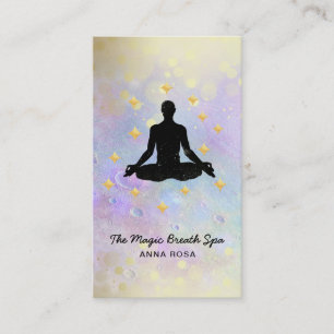 *~* Man Yoga Guld Glitter Meditation Mindfulness Visitkort