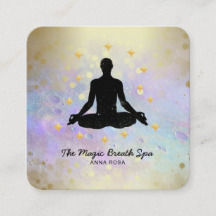 *~* Man Yoga Guld Meditation . Mindfulhet Glitter Fyrkantigt Visitkort