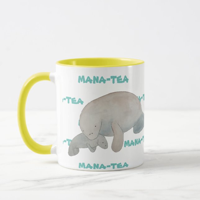 Mana-tea Funny Pun Manatee Mugg (Vänster)