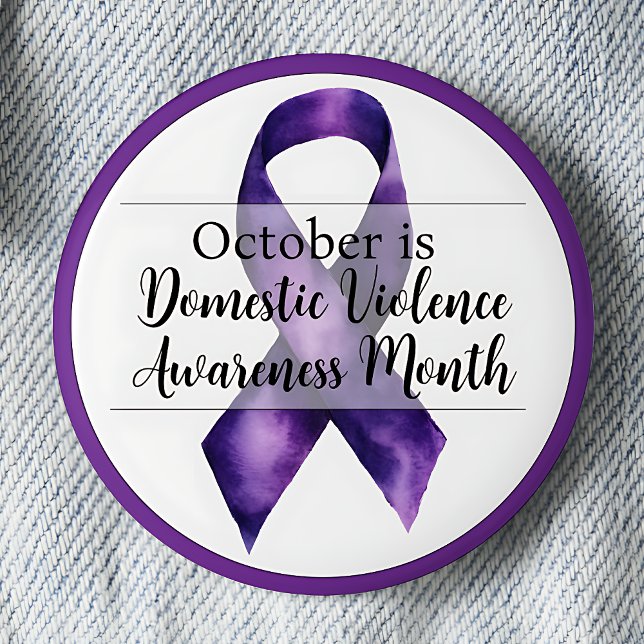 Månad för Domestic av våld Knapp (October is Domestic Violence Awareness Month pinback button.)