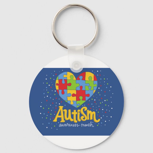 Månad för ökad medvetenhet om autism nyckelring (Framsida)