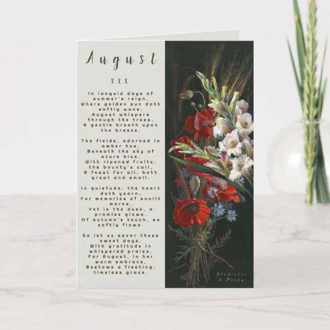 Månad i augusti, född i prosblomma kort (Framsida)