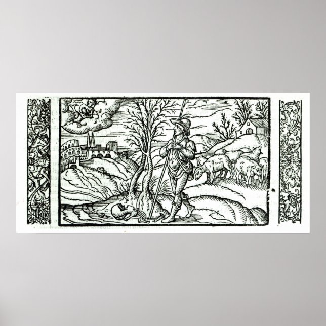 Månad i januari från en Shepherds-kalender Poster (Framsidan)