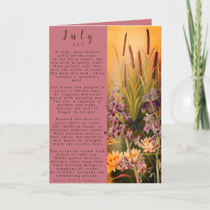 Månad i juli, född i prosblomma kort