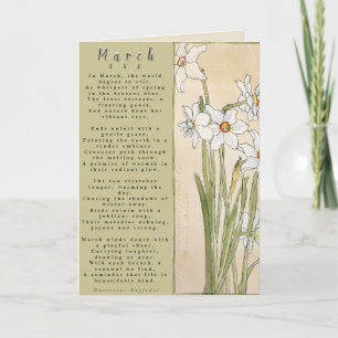 Månad i mars, född i prosblomma kort