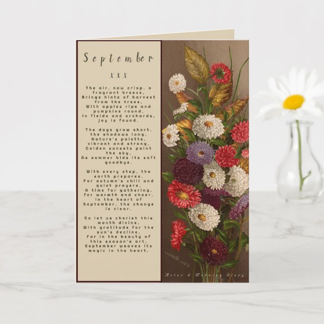 Månad i september, födelseort: Prose Flower Card Kort (Liten växt)
