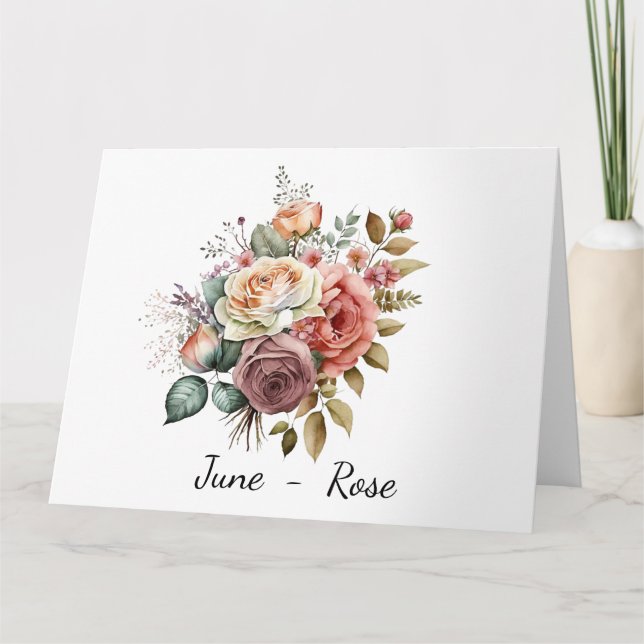 Månad med födelsedagskort i juni kort (Framsida)