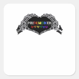 Månad Skeleton Heart Händer LGBTQIA Fyrkantigt Klistermärke