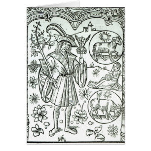 Månaden av April med den astrologiska solen Hälsningskort