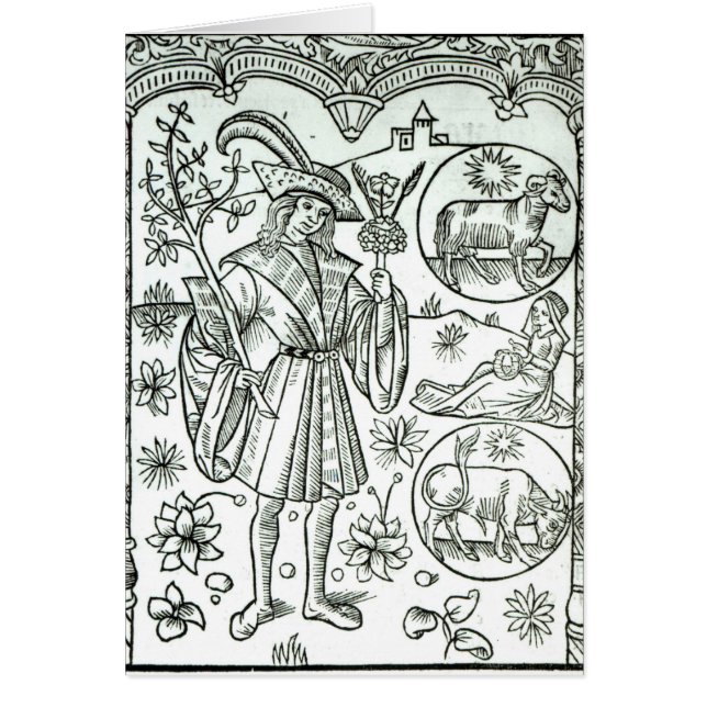 Månaden av April med den astrologiska solen Hälsningskort (Framsidan)