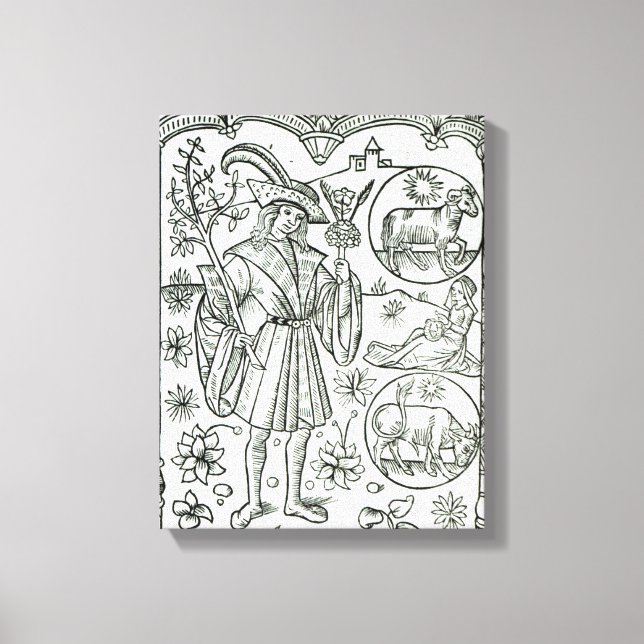 Månaden i april med astrologiska tecken från sol canvastryck (Framsida)