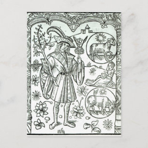 Månaden i april med astrologiska tecken från sol vykort