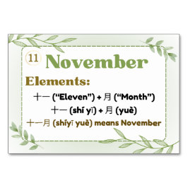 Månader i kinesiska (Flash-kort) Bordsnummer