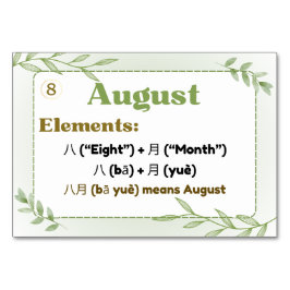 Månader i kinesiska (Flash-kort) Bordsnummer