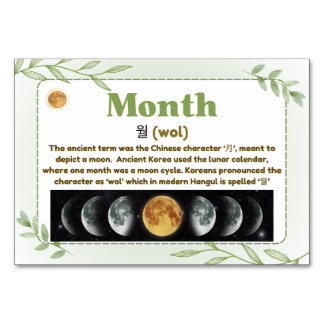 Månader i koreanska Hangul (Flash-kort) Bordsnummer