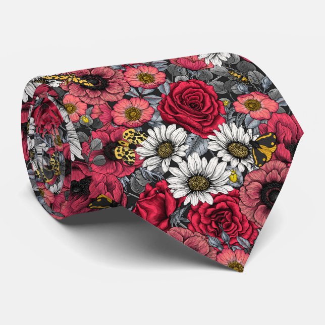 Månader på blomblandning i rött och grått slips (Rullad)