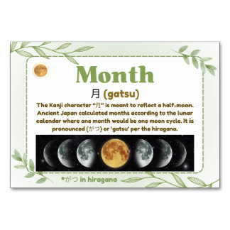 Månader på japanska (Flash-kort) Bordsnummer