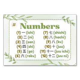 Månader på japanska (Flash-kort) Bordsnummer