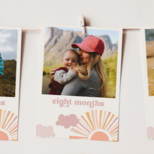 Månadsbanderoll för flicka i Sol - åtta månader Inbjudningar