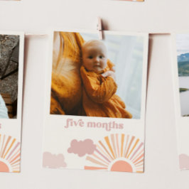 Månadsbanderoll för flicka i Sol - femmånaderskort Inbjudningar