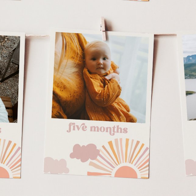 Månadsbanderoll för flicka i Sol - femmånaderskort Inbjudningar (Skapare uppladdad)