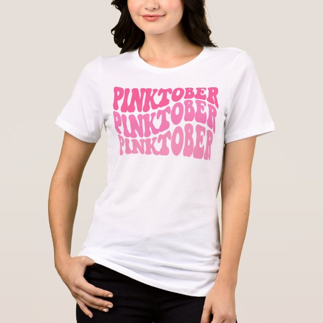 Månadsblandning för medvetenhet om Pinktober Breas T Shirt (Framsida)