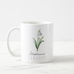 Månadsblomman w/Namn - snöfall Kaffemugg