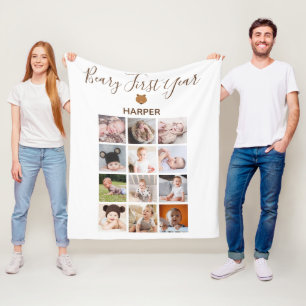 Månadsfoto Baby första året Fleecefilt