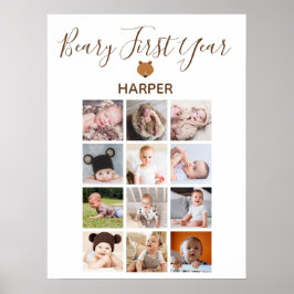 Månadsfoto Baby första födelsedag Visning Poster