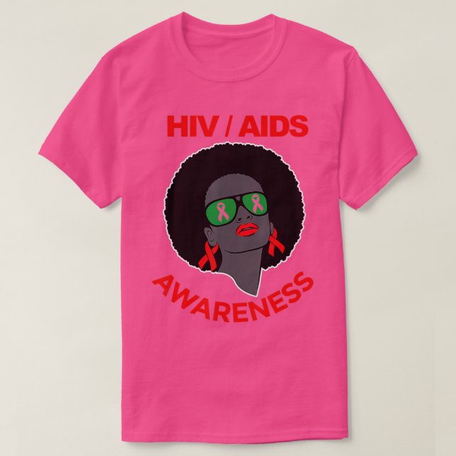 Månadsgåvor för hiv-medvetenhet Ribbon Black Women T Shirt (Design framsida)