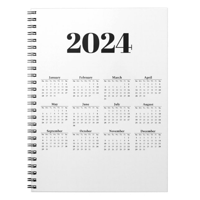 Månadskalender 2024 | Valfri bakgrund Anteckningsbok (Framsidan)