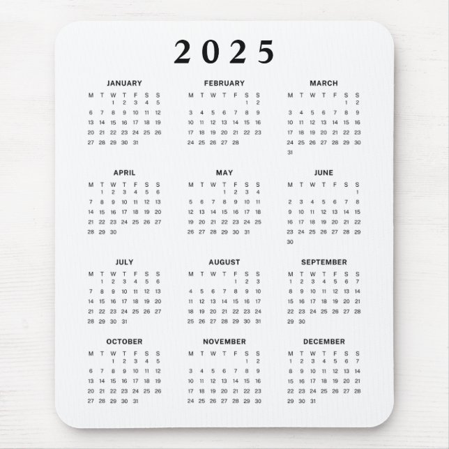 Månadskalender 2025 musmatta (Framsidan)