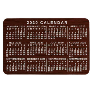 Månadskalender för 2020: Brun trägrain - enkel Magnet