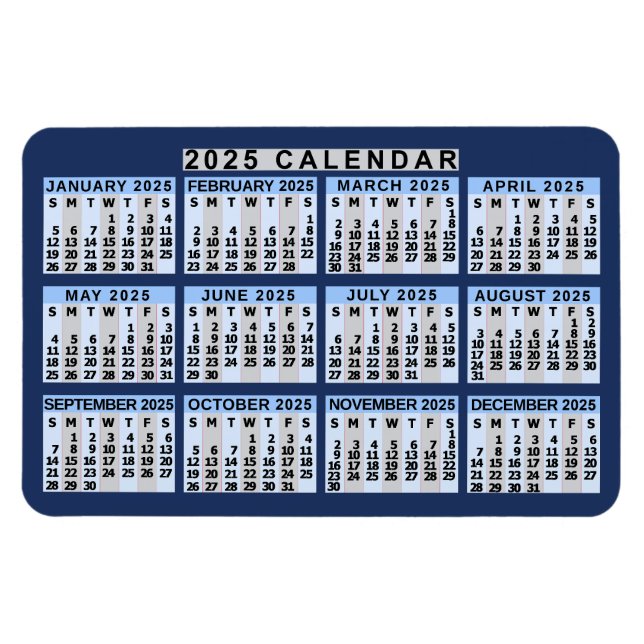 Månadskalender för 2023 - lätt att läsa magnet (Horisontell)