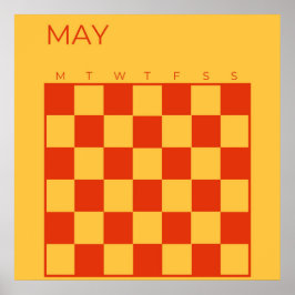 Månadskalender för gult röd odaterad kontrollerbar poster