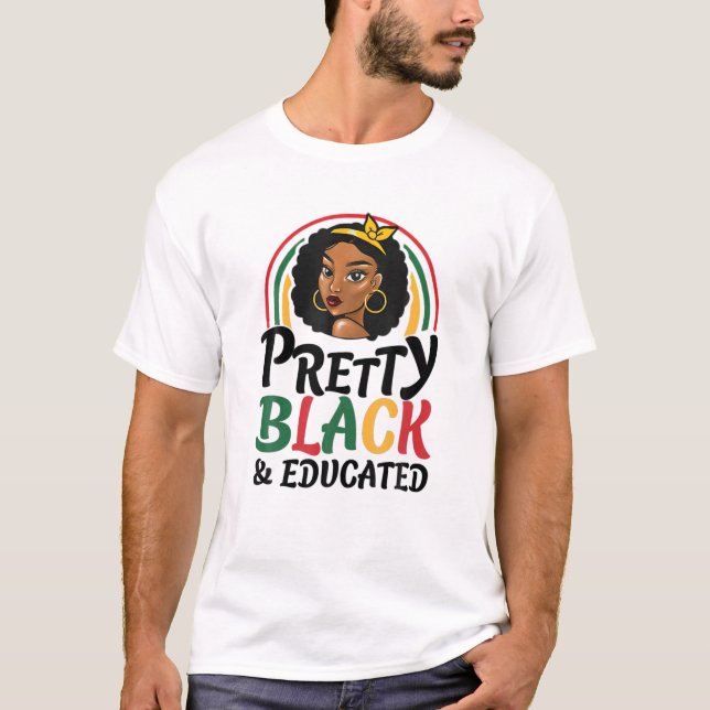 Månadskö för söt Black and Educated Black History T Shirt (Framsida)