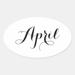 Månadsmärken: april ovalt klistermärke