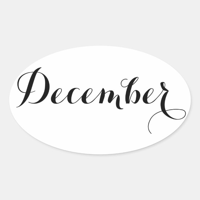 Månadsmärken: December Ovalt Klistermärke (Framsida)