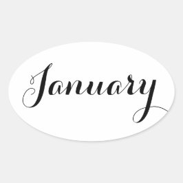 Månadsmärkning: januari ovalt klistermärke