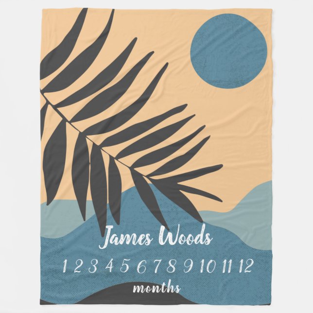 Månadsmedelmilstolpe Baby Blanket Ocean Fleecefilt (Framsidan)